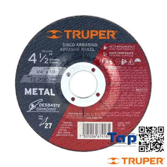Imagen de DISCO T 27 113 4-1/2"X6.4 MM DESBASTE METAL EXPERT