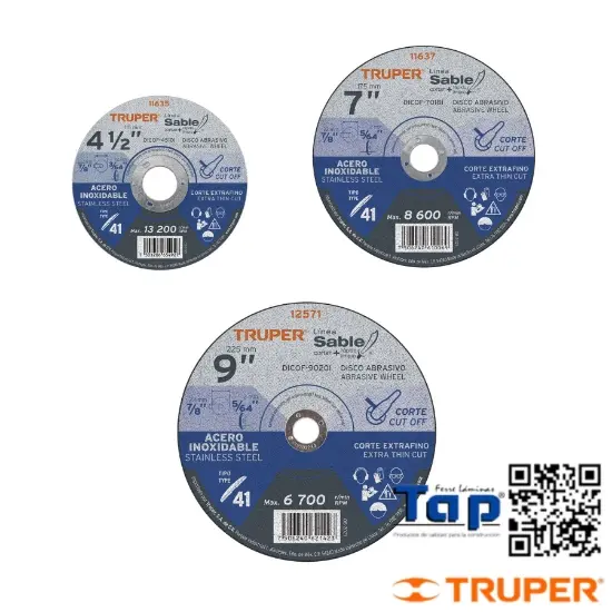 Imagen de DISCO T 41 113 4-1/2"X1 MM CORTE FINO ACERO INOX SABLE
