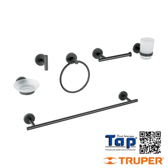 Imagen de ACC P BAÑO ACABADO NEGRO FOSET TUBIG JGO 6