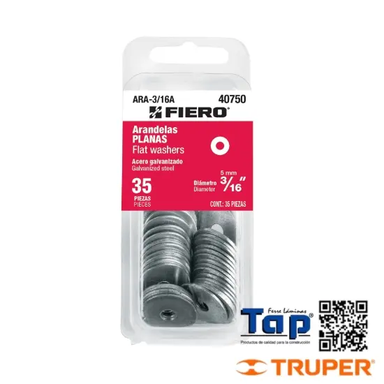 Imagen de ARANDELAS PLANAS DE 004 3/16" FIERO BLISTER C 35