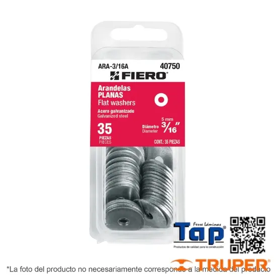 Imagen de ARANDELAS PLANAS DE 007 5/16" FIERO BLISTER C 25