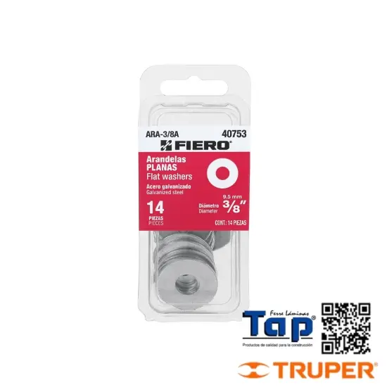 Imagen de ARANDELAS PLANAS DE 009 3/8" FIERO BLISTER C 14