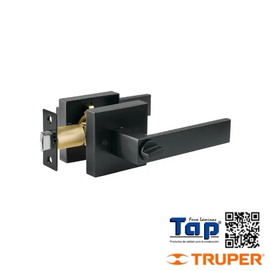 Imagen de CERRADURA MANIJA"MODENA" P BAÑO NEGRO MATE HERMEX