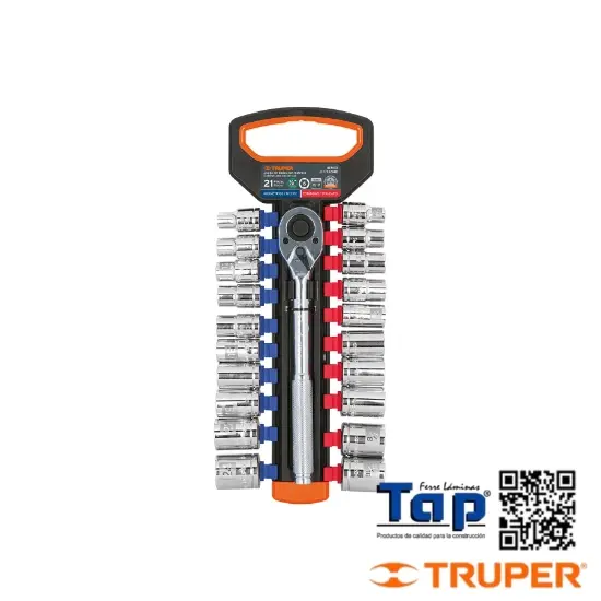Imagen de DADOS MM Y STD C MATRACA CUA 013 1/2" TRUPER JGO