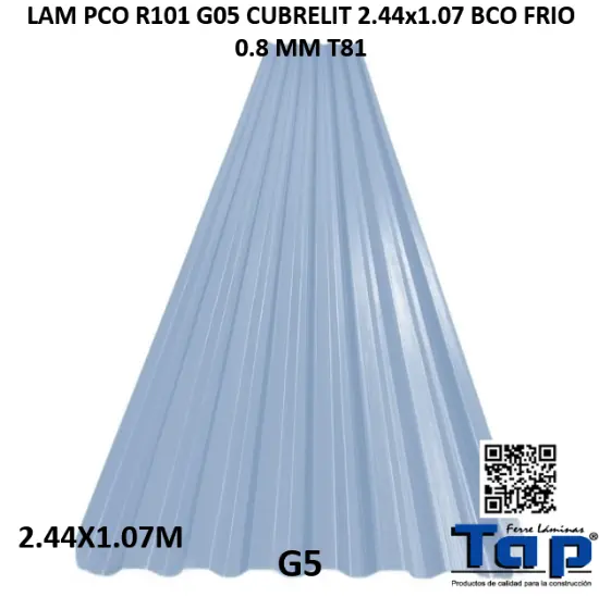 Imagen de LAM PCO R101 G05 CUBRELIT 2.44x1.07 BCO FRIO .008MM T81