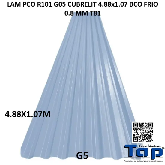 Imagen de LAM PCO R101 G05 CUBRELIT 4.88x1.07 BCO FRIO .008MM T81