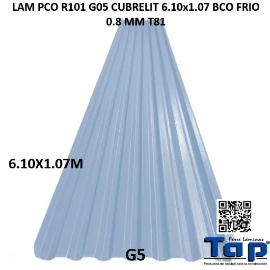 Imagen de LAM PCO R101 G05 CUBRELIT 6.10x1.07 BCO FRIO .008MM T81