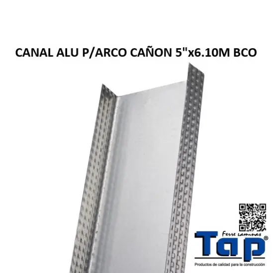 Imagen de CANAL ALU P/ARCO CAÑON 5"x6.10M BCO