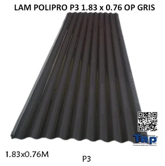 Imagen de LAM POLIPRO P3 1.83 x 0.76 OP GRIS