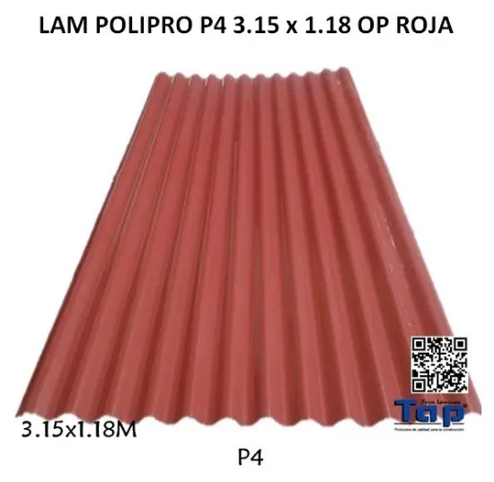 Imagen de LAM POLIPRO P4 3.15 x 1.18 OP ROJA