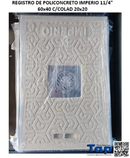 Imagen de REGISTRO DE POLICONCRETO IMPERIO 11/4" 60x40 C/COLAD 20x20