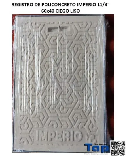 Imagen de REGISTRO DE POLICONCRETO IMPERIO 11/4" 60x40 CIEGO LISO